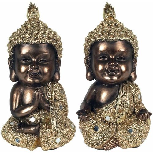 Buddha -Figurenfiguren Golden Buddhas Set 2U Buddas Black 8x9x18cm 22428 – Negro – Signes Grimalt