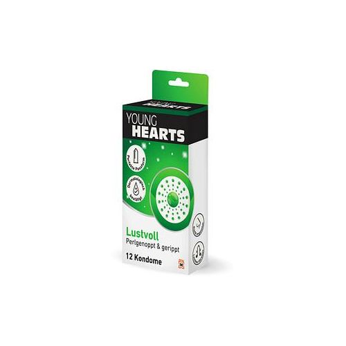 YOUNG HEARTS Kondome Lustvoll - perlgenoppt und gerippt, 12 St.