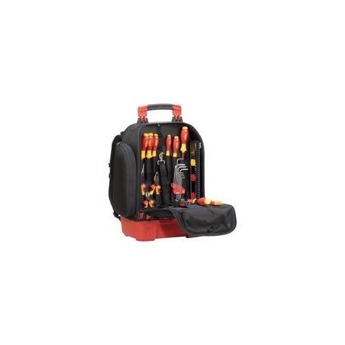 Werkzeugrucksack electric Set, Werkzeug-Set schwarz/rot, 27-teilig, mit Rucksack