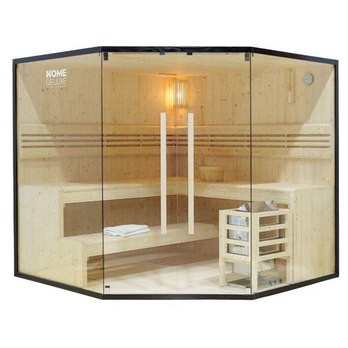 Home Deluxe – Traditionelle Sauna – Shadow xl big – 200 x 200 x 190 cm – für 6 Personen – Fichtenholz, inkl. Saunaofen i Dampfsauna Aufgusssauna