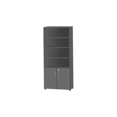 Schäfer Shop Select Kombischrank Start Off, 6 OH, 2 OH mit Tür, abschließbar, B 800 x T 420 x H 2240 mm, graphit/graphit