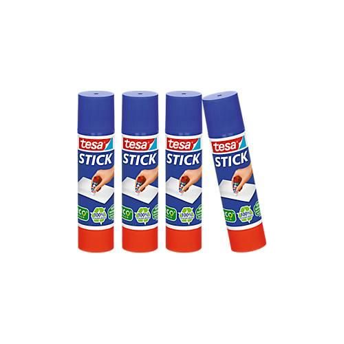 tesa® Klebestift STICK eco, Inhalt 20 g, mit Rollstopp, lösungsmittelfrei, 100 % Recycling-Kunststoff, 3 Stück + 1 gratis