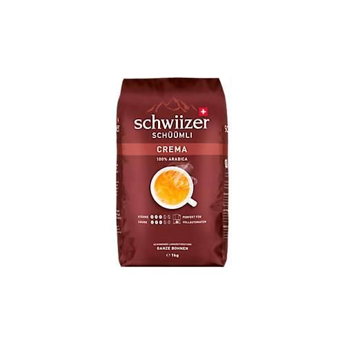 Delica Bohnenkaffee Schwiizer Schüümli Crema, 100 % Arabica Röstkaffee, Stärkegrad 3/5, UTZ-zertifiziert, 1 kg ganze Bohnen