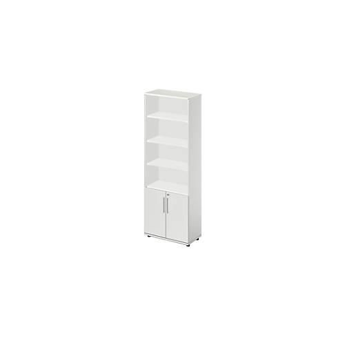 Schäfer Shop Select Kombischrank Start Off, 6 OH, 2 OH mit Tür, abschließbar, B 800 x T 420 x H 2240 mm, lichtgrau/lichtgrau