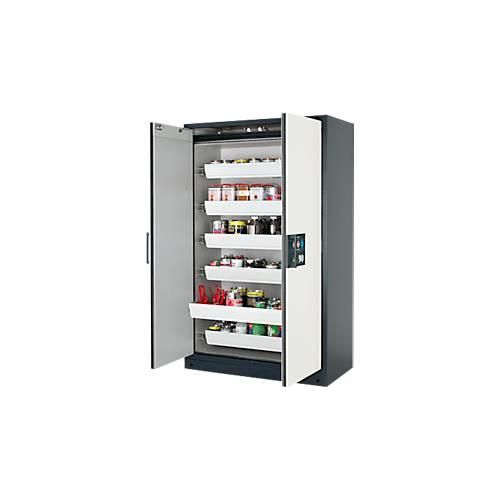 Sicherheitsschrank Typ 90 Asecos Q-CLASSIC-90, B 1200 mm, 6 Auszüge reinweiß