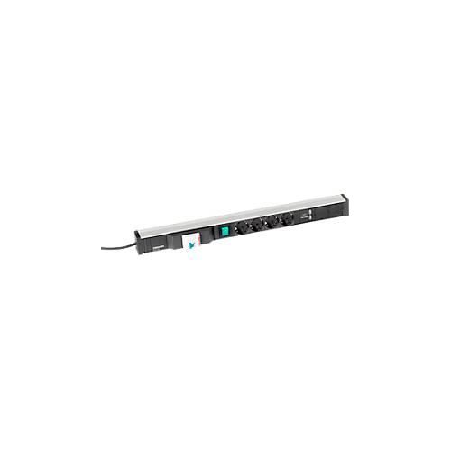 Steckdosenleiste 683/8, 4-fach, 2 x USB A, An/Aus-Schalter, FI-Schalter, 4,5 m langes Kabel, 16 A/250 V, B 683 x T 44 x H 52 mm, Aluminium