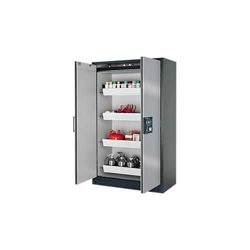 Sicherheitsschrank Typ 90 Asecos Q-CLASSIC-90, B 1200 mm, 4 Auszüge, asecos Silber