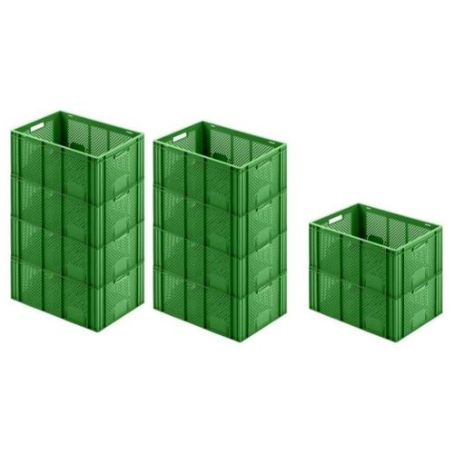SparSet 10x Eurobehälter Obst- und Gemüsekasten HxBxT 27,4x40x60cm 54 Liter Grün Obst-Gemüsekiste, Obstkorb, Transportbox – Grün
