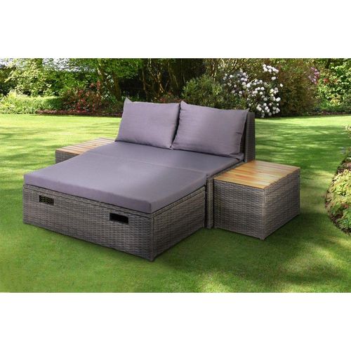 schütte Home & Living Rattan Loungeliege 4-tlg. mit Auflagen hellgrau