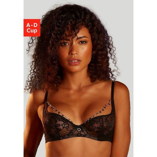 petite fleur gold Bügel-BH mit abnehmbarem Ketten Accessoire, sexy Dessous, schwarz