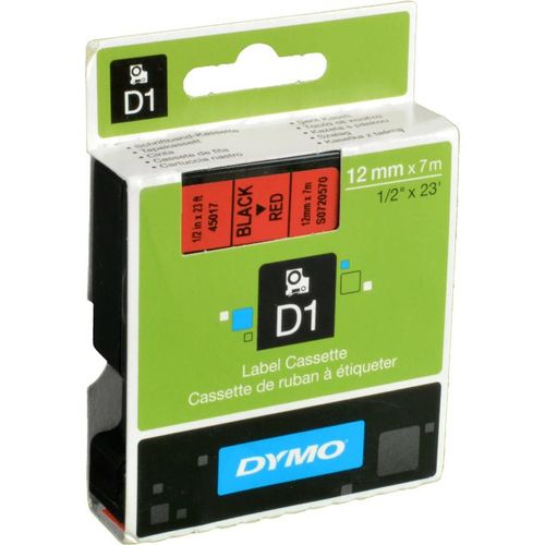 Dymo Originalband 45017 schwarz auf rot 12mm x 7m