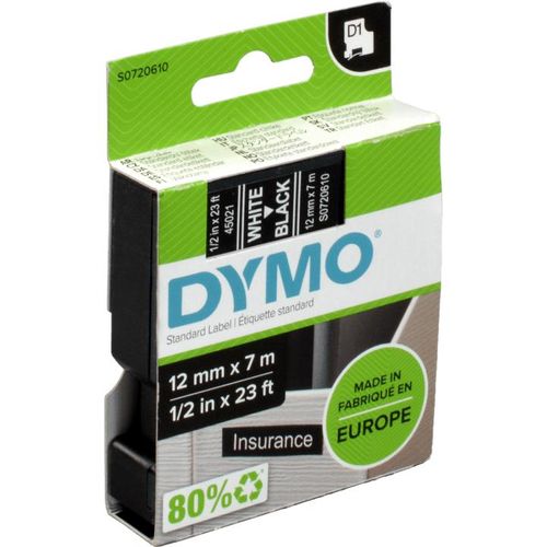 Dymo Originalband 45021 weiß auf schwarz 12mm x 7m