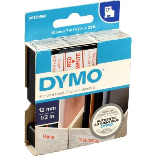 Dymo Originalband 45015 rot auf weiß 12mm x 7m