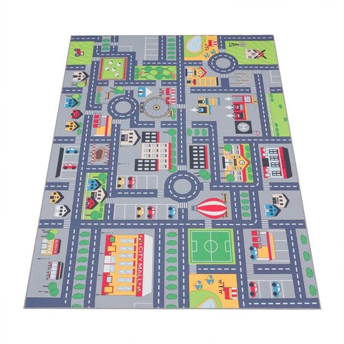 Paco Home - Spielteppich Kinderteppich Kinderzimmer Straßenteppich Straßen Design, In Grau 80x150 cm