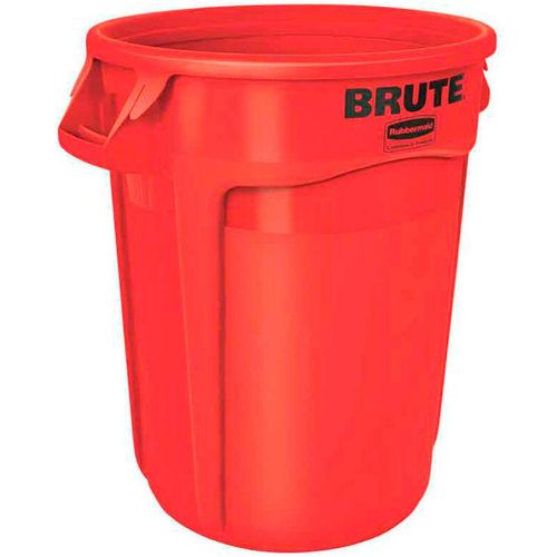 Brute runde Mehrzwecktonne mit Belüftungskanälen 121,1 Liter, HxBxT 69,2×63,5×55,5cm aus widerstandsfähigem Kunststoff (pe) Rot – Rot – Rubbermaid