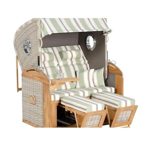 Strandkorb Rustikal 305 Z XL Comf., KS white-coral, Teak