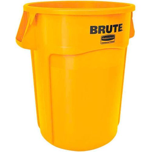 Brute runde Mehrzwecktonne mit Belüftungskanälen 166,5 Liter, HxBxT 79,6x 71,7×61,2cm aus widerstandsfähigem Kunststoff (pe) Gelb – Gelb – Rubbermaid