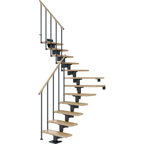 DOLLE Mittelholmtreppe „Cork“ Treppen Gr. 1/4 gewendelt, grau (anthrazit) Treppen