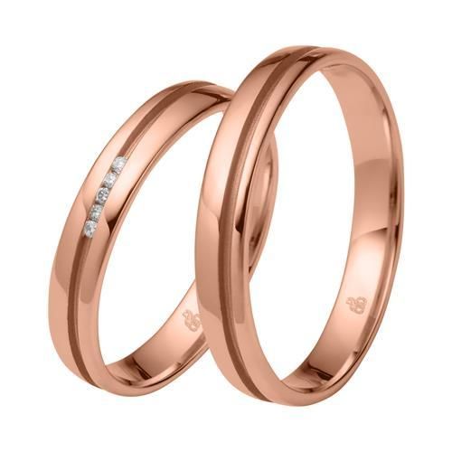 Eheringe aus Roségold mit 5 Diamanten