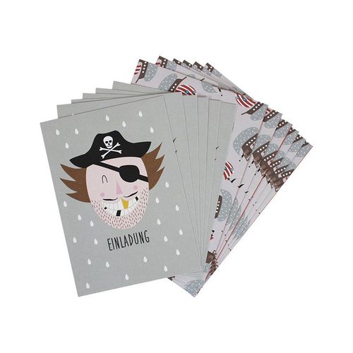 Einladungskarten-Set PIRAT 6 Karten + Umschläge