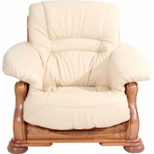 Sessel MAX WINZER „Texas“ Gr. NaturLEDER, B/H/T: 104 cm x 95 cm x 98 cm, beige Ledersessel Polstersessel Sessel mit dekorativem Holzgestell