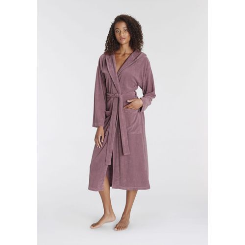Bademantel VIVANCE DREAMS, Damen, Gr. M/36 (38), lila (mauve), Baumwoll-Mix, unifarben, Langform, Hausmäntel