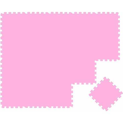 18 Teile Baby Kinder Puzzlematte ab Null - 30x30 Puzzle Spielmatte Krabbelmatte - pink