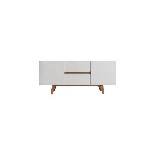 Sideboard Skandinavienstil Weiß glänzend und Esche 160 cm MELKA