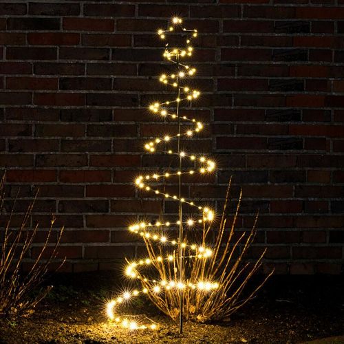 Spetebo - led Spiral Tannenbaum Garten Deko schwarz - 130 cm - mit 180 led umwickelt