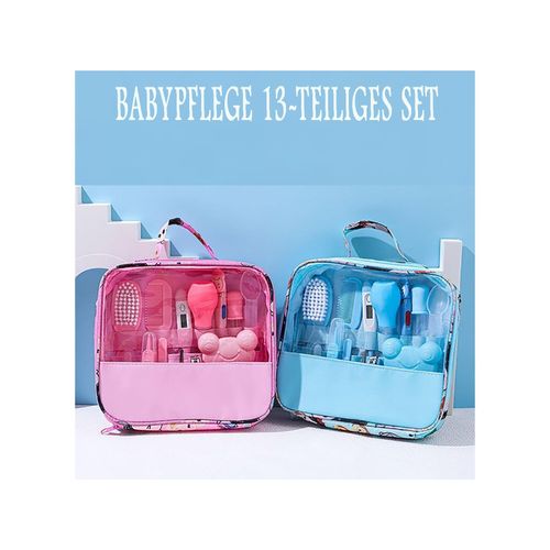 TPFBeauty Babypflege-Set 13-teilig mit Badewannen-Thermometer, Blau