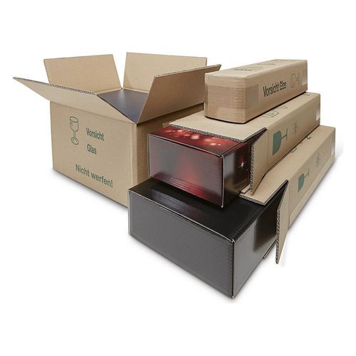 ratioform Versandkarton, mit deutscher Postzulassung (PTZ), Innenmaße 202 x 100 x 410 mm, für 2 Flaschen, ab 60 Stk