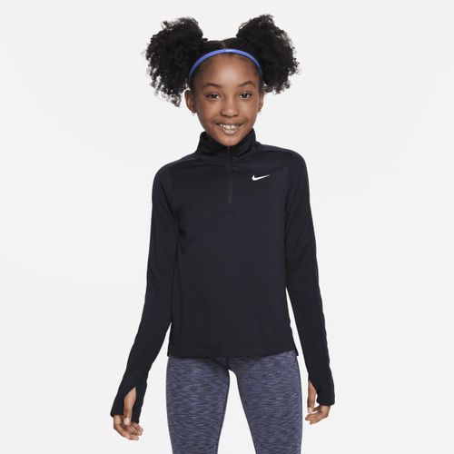 Nike Dri-FIT top met halflange rits en lange mouwen voor meisjes - Zwart