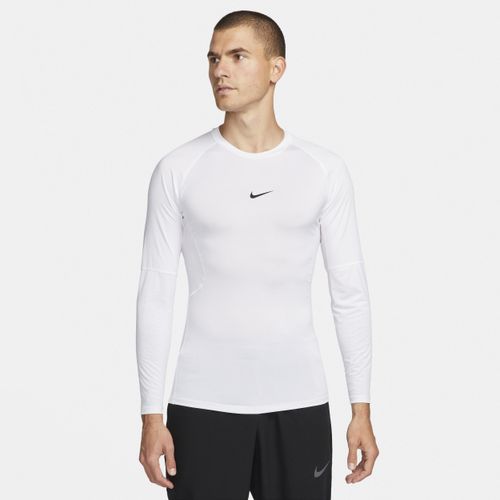 Nike Pro Dri-FIT strakke fitnesstop met lange mouwen voor heren - Wit