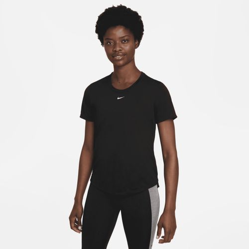 Nike Dri-FIT One Damestop met standaardpasvorm en korte mouwen - Zwart