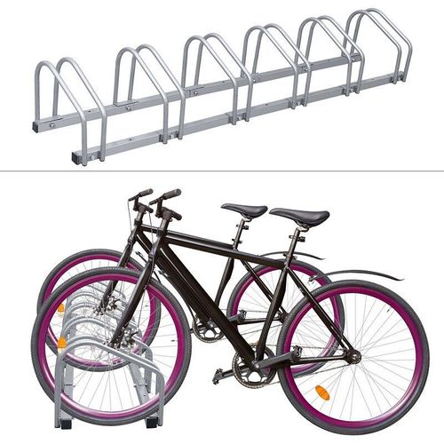 Fahrradständer für 6 Fahrräder Fahrräde Aufstellständer Fahrradhalter Mehrfachständer Räder mtb – Silber – Hengda