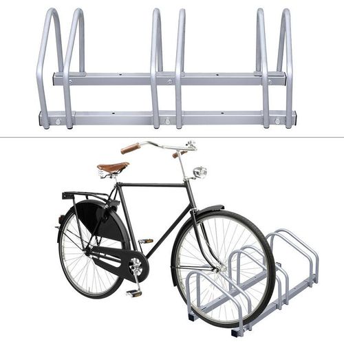 Fahrradständer für 3 Fahrräder Fahrräde Aufstellständer Fahrradhalter Mehrfachständer Räder mtb – Silber – Hengda