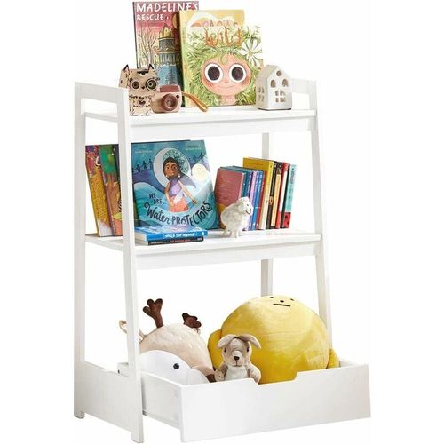 Sobuy - KMB31-W Kinder Spielzeugregal Kinderregal mit 2 Ablagen und Einer Schublade Bücherregal Spielzeugtruhe Spielzeugkiste Aufbewahrungsregal für