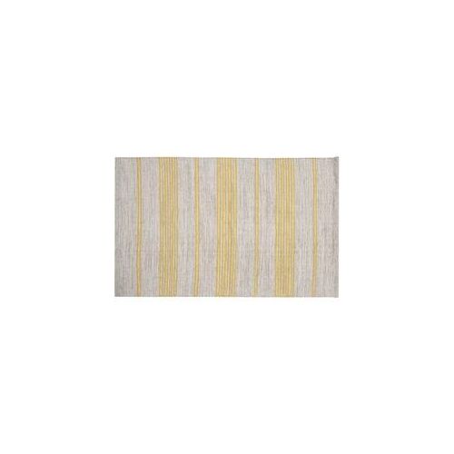 Teppich / Bettvorleger rechteckig beige mit gelben Streifen 140 x 200 cm CABOURG