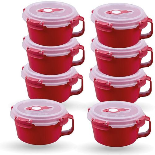 Frischhaltedosen für Lebensmittel ( 0,84 l ) – 8er Pack Rot – Vorratsdose luftdicht, Aufbewahrungsbox Meal Prep Box, Frühstücksschale, bpa Frei – Rot