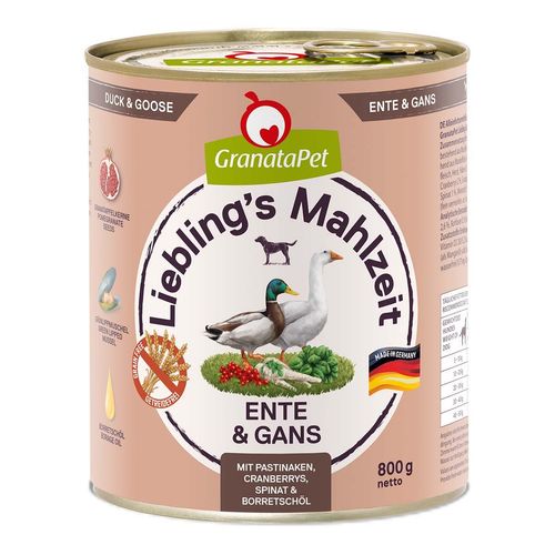 GranataPet Liebling's Mahlzeit Ente und Gans 12x800g