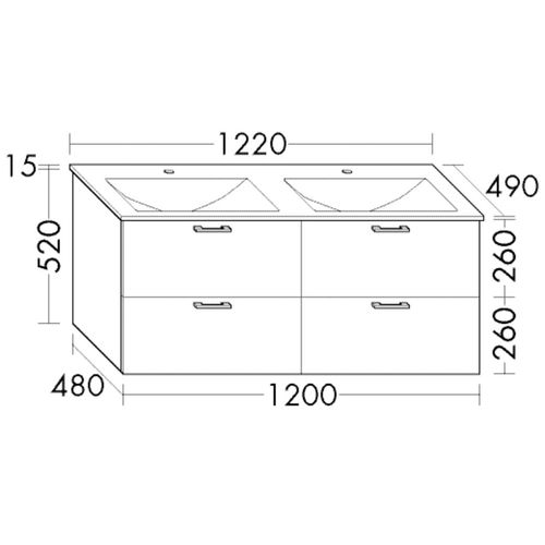 Burgbad Glas Waschtisch-Set Sys30 PG4 Sana Salbeigrau Hochglanz/Weiß, SFGU122F5968A0070 SFGU122F5968A0070