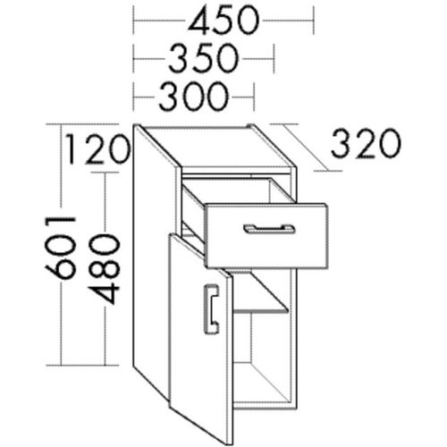 Burgbad Unterschrank Sys30 PG4 Sana 601x300x320 Sand Ultramatt, U3055LF5766 U3055LF5766