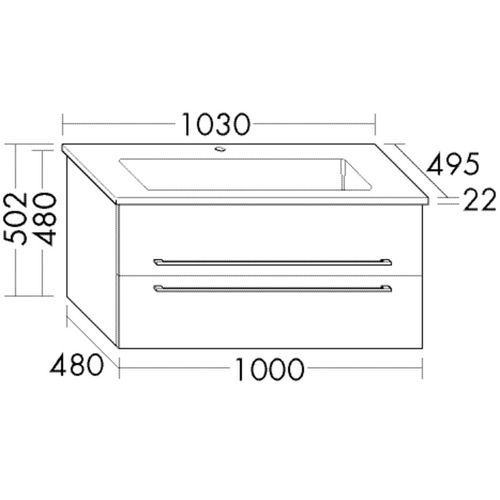 Burgbad Keramik Waschtisch-Set Bel Thermo Eiche Dekor Rost/Alpinweiss, SEZY103F3973C0001 SEZY103F3973C0001