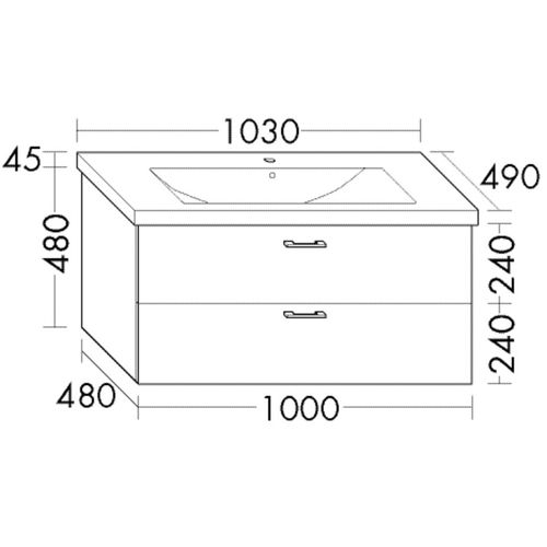 Burgbad Keramik Waschtisch-Set Sys30 PG1 Aqua Basaltgrau Matt/Alpinweiss, SFAW103F1720C0001 SFAW103F1720C0001