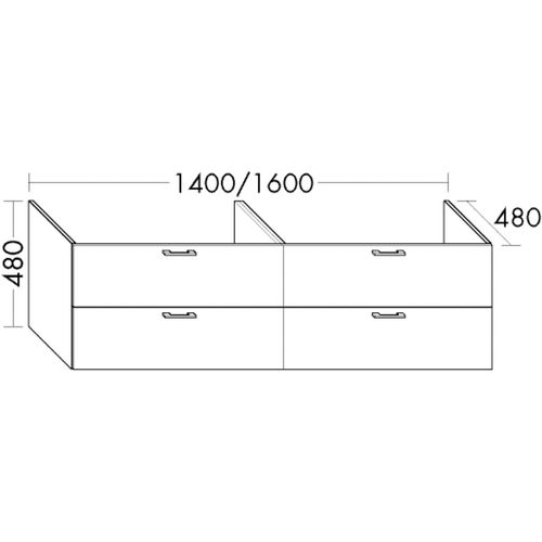 Burgbad Waschtischunterschrank Sys30 PG2 Echo 480x1400x480 Basaltgrau Matt, WUGR140F2236 WUGR140F2236