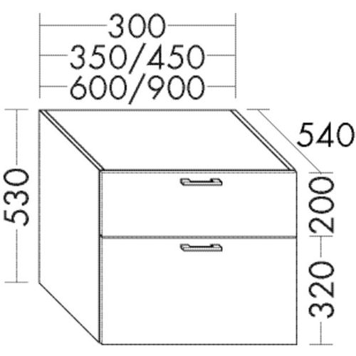 Burgbad Unterschrank Sys30 PG4 Sana 520x450x540 Eiche Natur, WVIS045F3445 WVIS045F3445