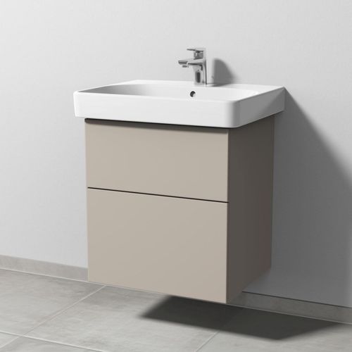 Sanipa 3way Waschtischunterbau zu Geberit Smyle Square Waschtisch mit 2 Auszügen, Kaschmir-Matt SP6701U