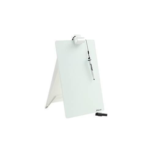 Glas-Notizboard Nobo Diamond, für Schreibtische, magnethaftend, B 216 x T 30 x H 297 mm, mit Marker & Montagematerial, weiß