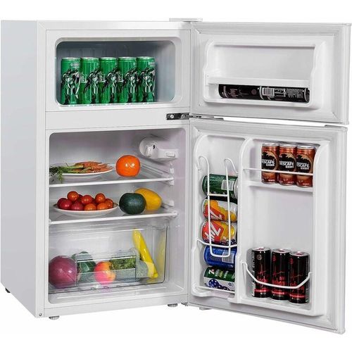 90L Kühlschrank mit 27L Gefrierfach Kühl-Gefrier-Kombination Standkühlschrank Gefrierschrank mini Kühlschrank weiß – Costway