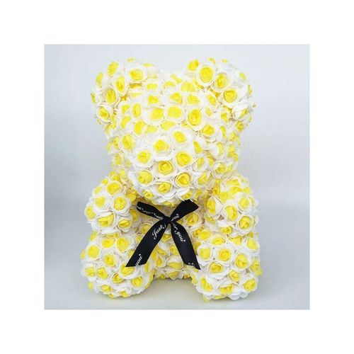 Trade Shop Traesio - teddybär, 25CM, gelb und weiss, rosa, mit blumen